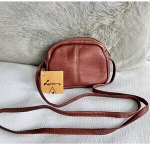 Lavive Colombian Leather Crossbody Small Handbag Cognac Brown Artisan NWT